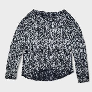 Marc New York Blouse Raw Hem Long Sleeved Gray Black Medium